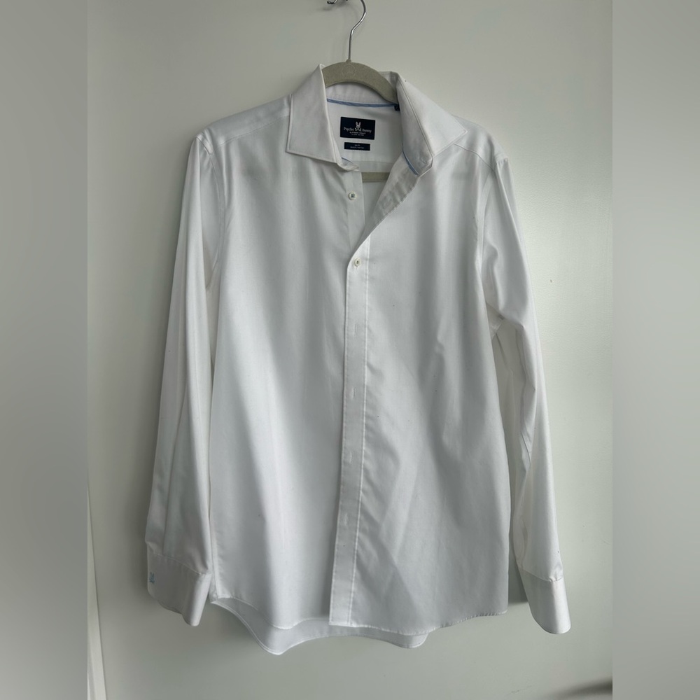 Psycho Bunny Men's White Dress Shirt - Classic Collar